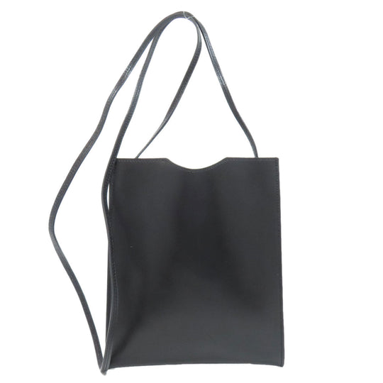 HERMES Shoulder Bag leather black Omenitu Women Used Authentic