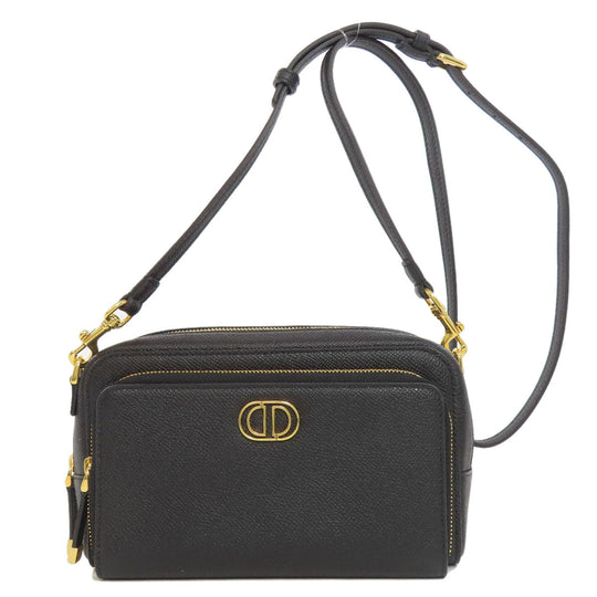 Christian Dior Shoulder Bag Calfskin black Karo double pouch Women Used Authentic
