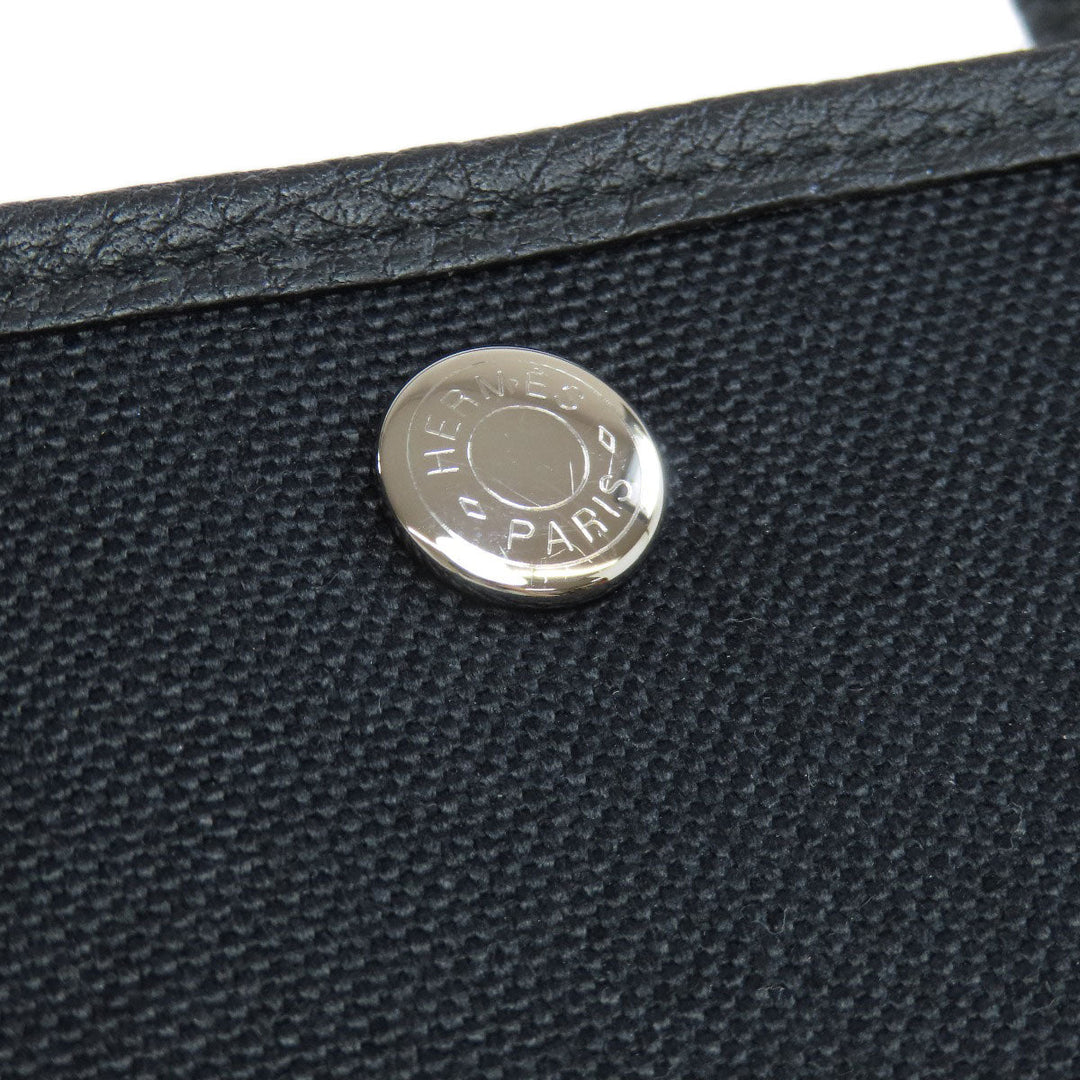 HERMES Tote Bag Toile Military, Negonda black Garden Party TPM SilverMetal Women Used Authentic
