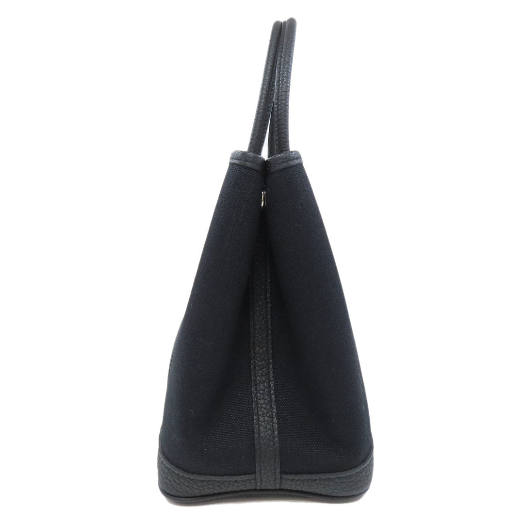 HERMES Tote Bag Toile Military, Negonda black Garden Party TPM SilverMetal Women Used Authentic