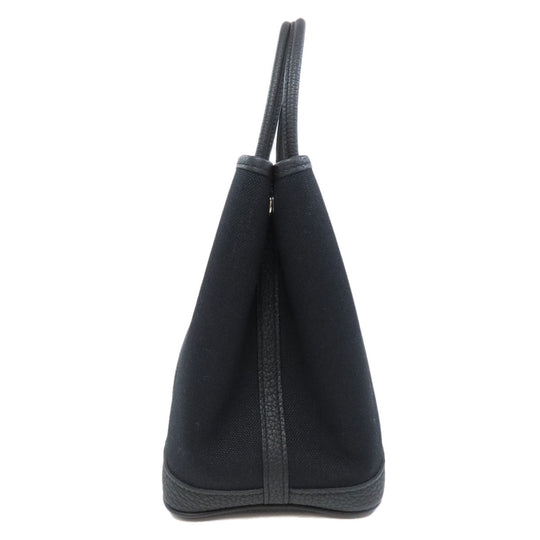 HERMES Tote Bag Toile Military, Negonda black Garden Party TPM SilverMetal Women Used Authentic