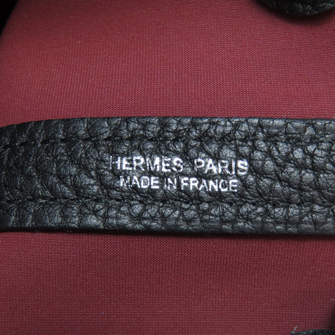 HERMES Tote Bag Toile Military, Negonda black Garden Party TPM SilverMetal Women Used Authentic