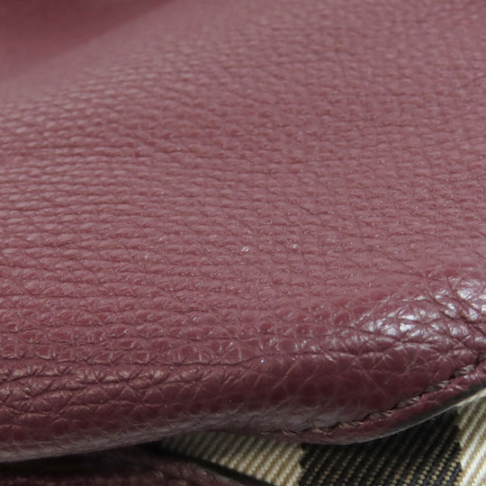 BURBERRY Shoulder Bag leather Red logo Women Used Authentic