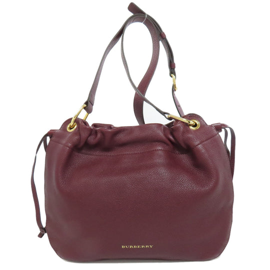 BURBERRY Shoulder Bag leather Red logo Women Used Authentic