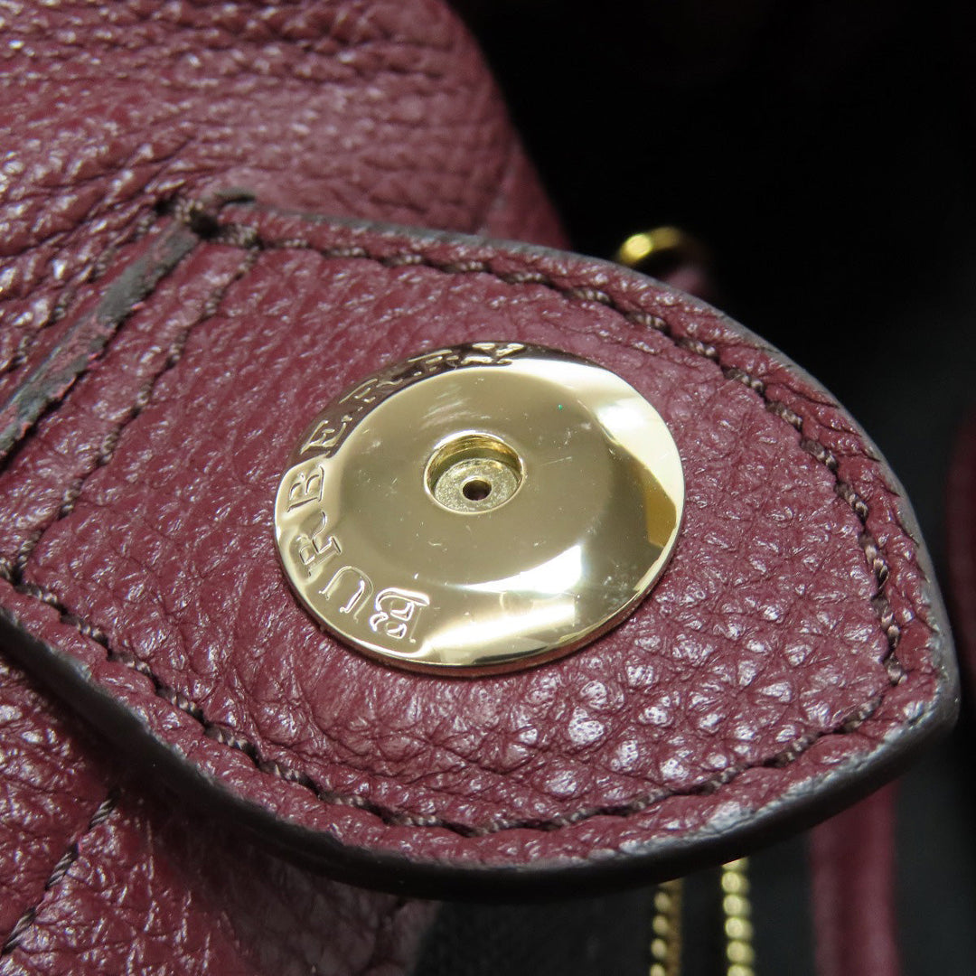 BURBERRY Shoulder Bag leather Red logo Women Used Authentic