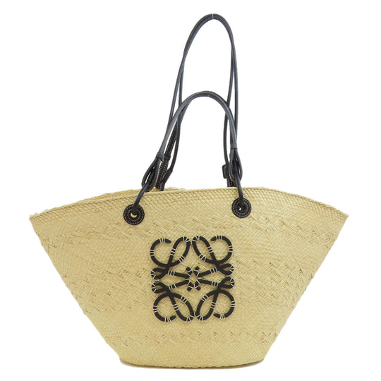 LOEWE Tote Bag straw beige Anagram 2WAY Women Used Authentic