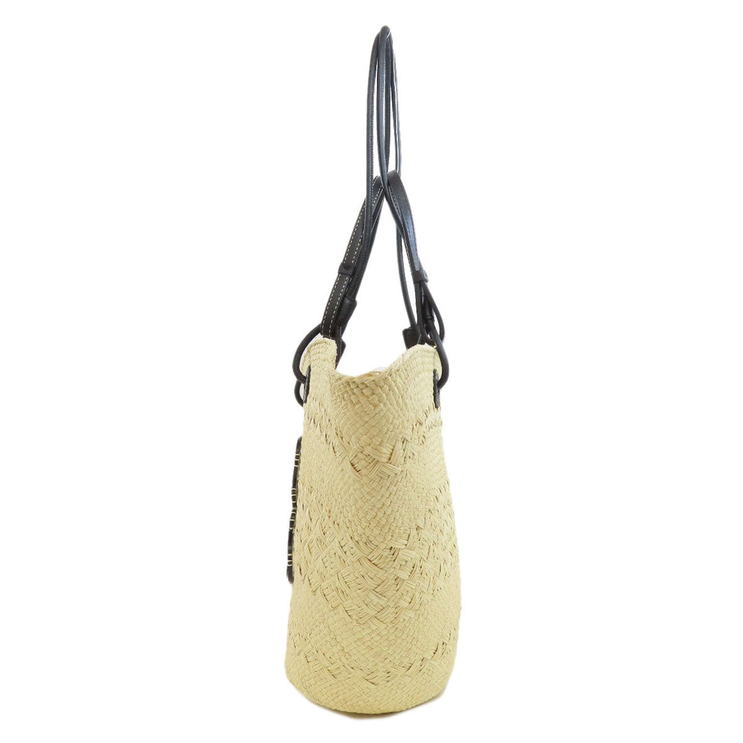 LOEWE Tote Bag straw beige Anagram 2WAY Women Used Authentic