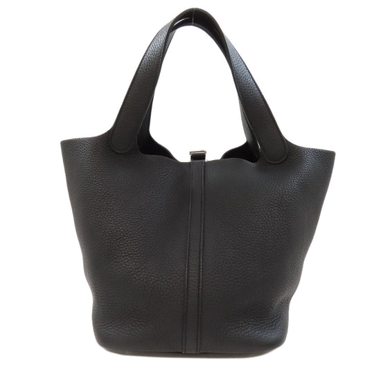HERMES Handbag Taurillon Clemence black Picotin Lock MM SilverMetal Women Used Authentic