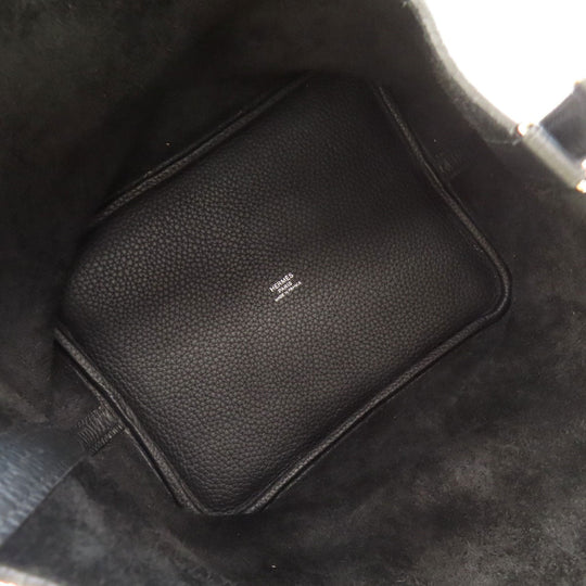 HERMES Handbag Taurillon Clemence black Picotin Lock MM SilverMetal Women Used Authentic