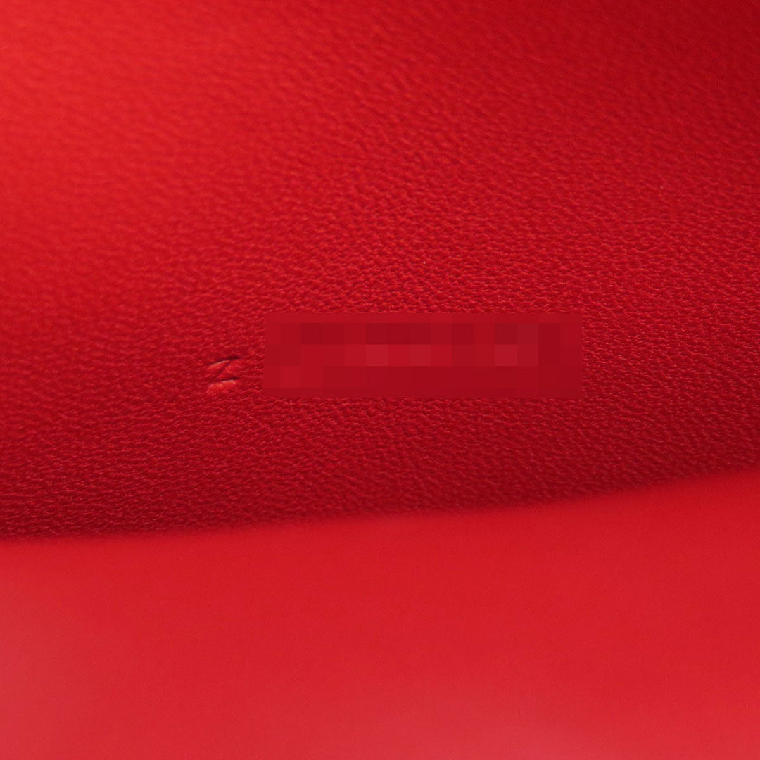HERMES Long Wallet Purse Togo Red Dogon Long SilverMetal Women Used Authentic