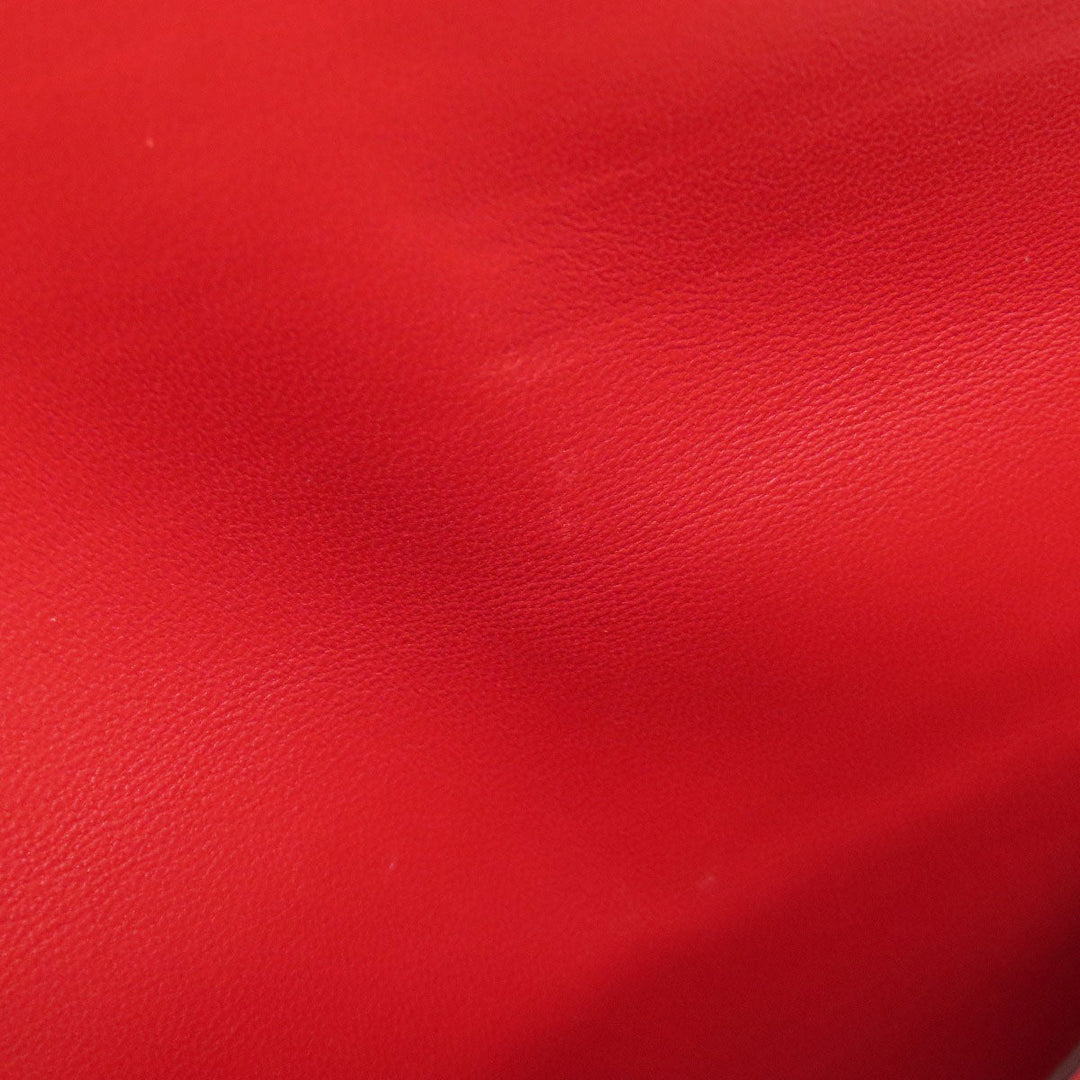 HERMES Long Wallet Purse Togo Red Dogon Long SilverMetal Women Used Authentic