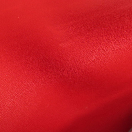 HERMES Long Wallet Purse Togo Red Dogon Long SilverMetal Women Used Authentic