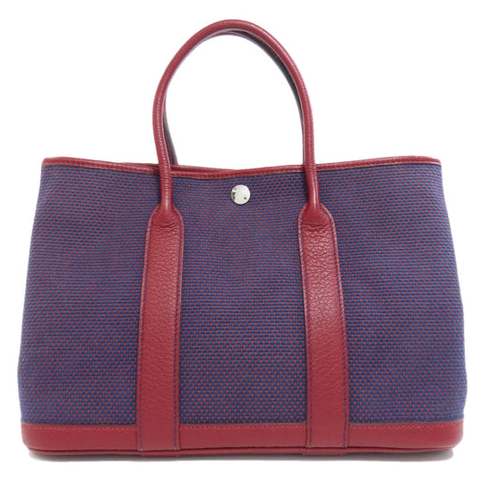 HERMES Handbag Tower ash Navy Garden Party TPM SilverMetal Women Used Authentic