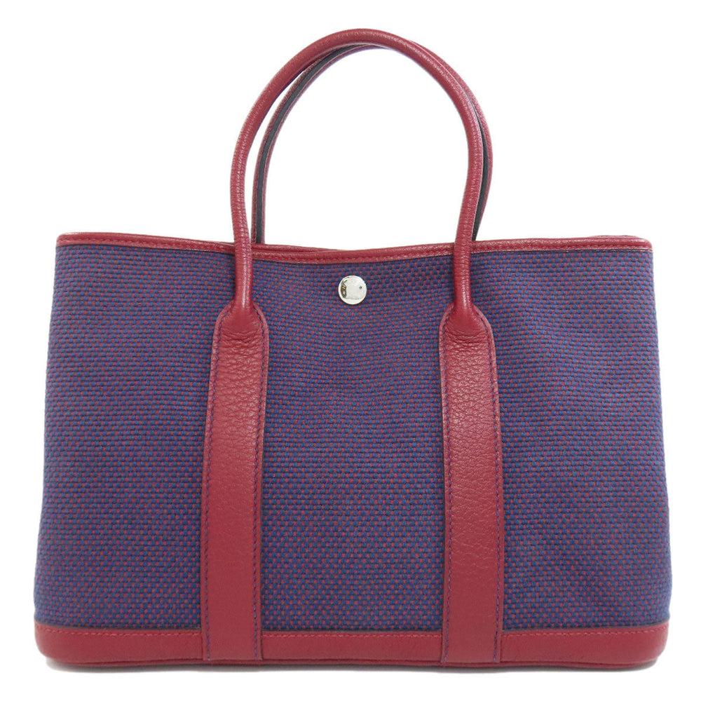 HERMES Handbag Tower ash Navy Garden Party TPM SilverMetal Women Used Authentic