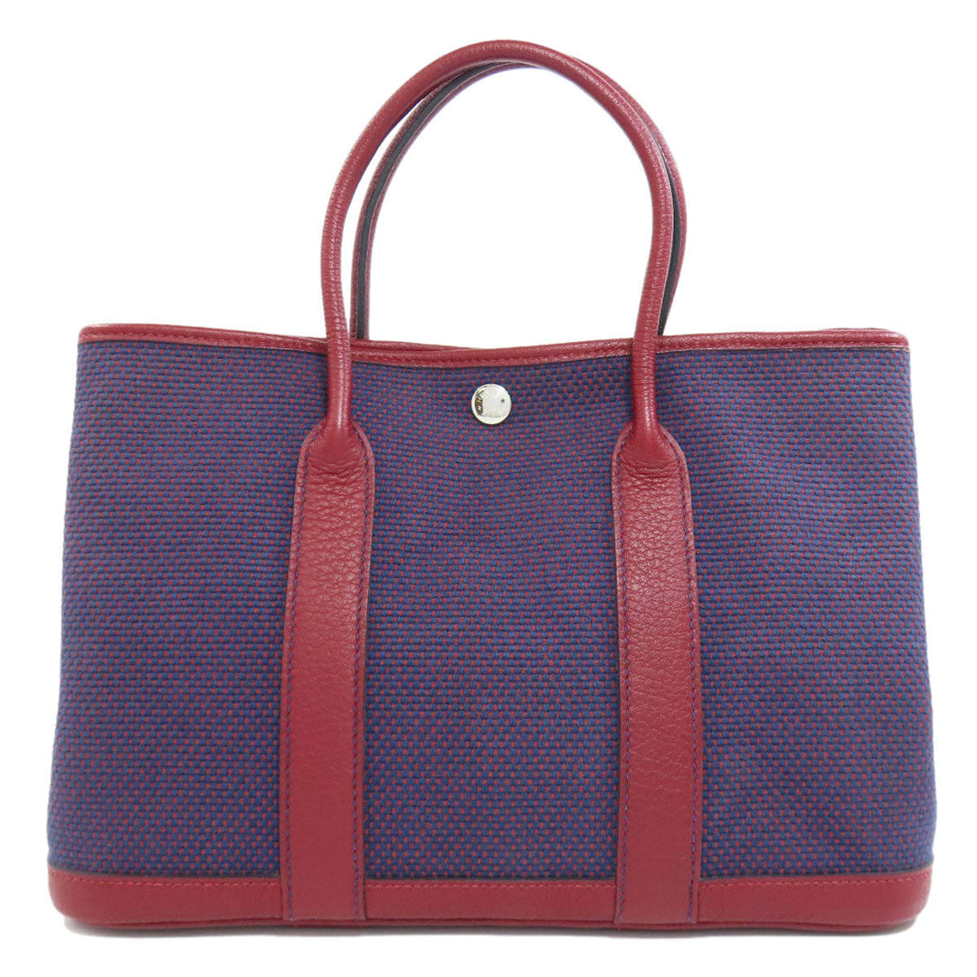 HERMES Handbag Tower ash Navy Garden Party TPM SilverMetal Women Used Authentic
