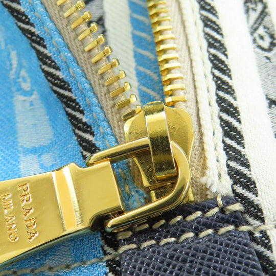 PRADA Handbag BN1872 denim Navy Canapa Women Used Authentic