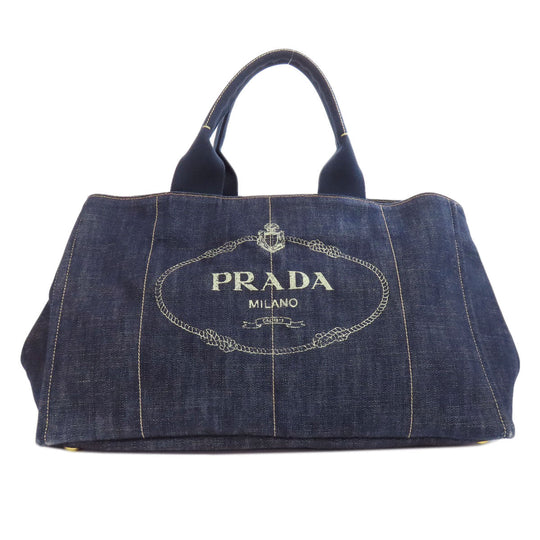 PRADA Handbag BN1872 denim Navy Canapa Women Used Authentic