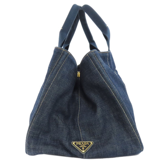 PRADA Handbag BN1872 denim Navy Canapa Women Used Authentic
