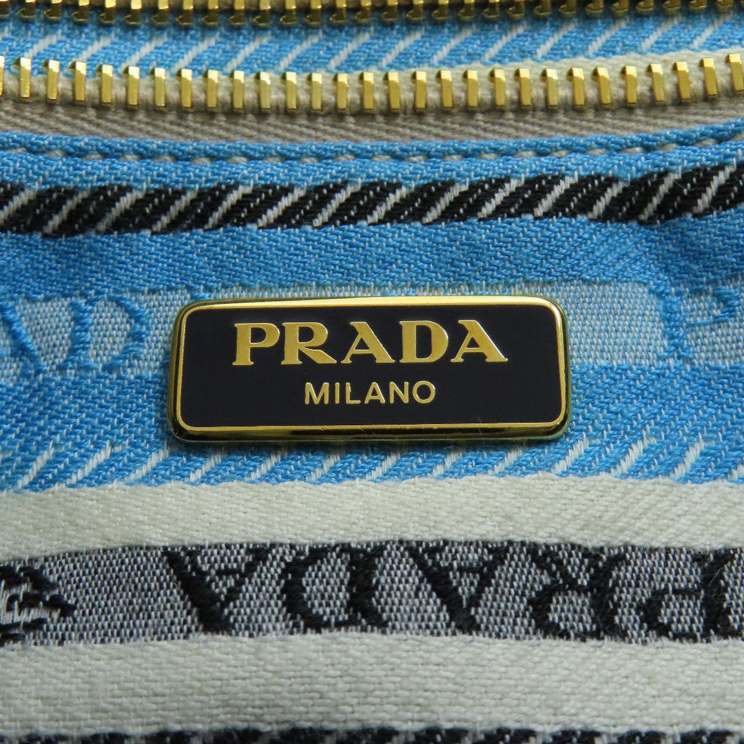 PRADA Handbag BN1872 denim Navy Canapa Women Used Authentic