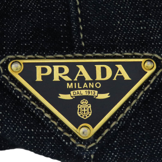PRADA Handbag BN1872 denim Navy Canapa Women Used Authentic