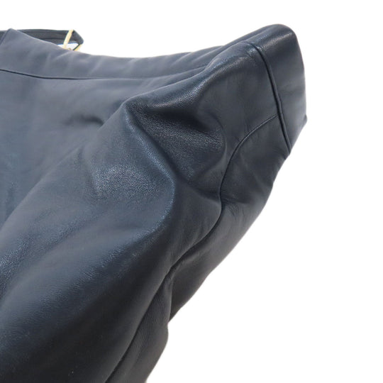 LOEWE Shoulder Bag lambskin Navy anagram Women Used Authentic