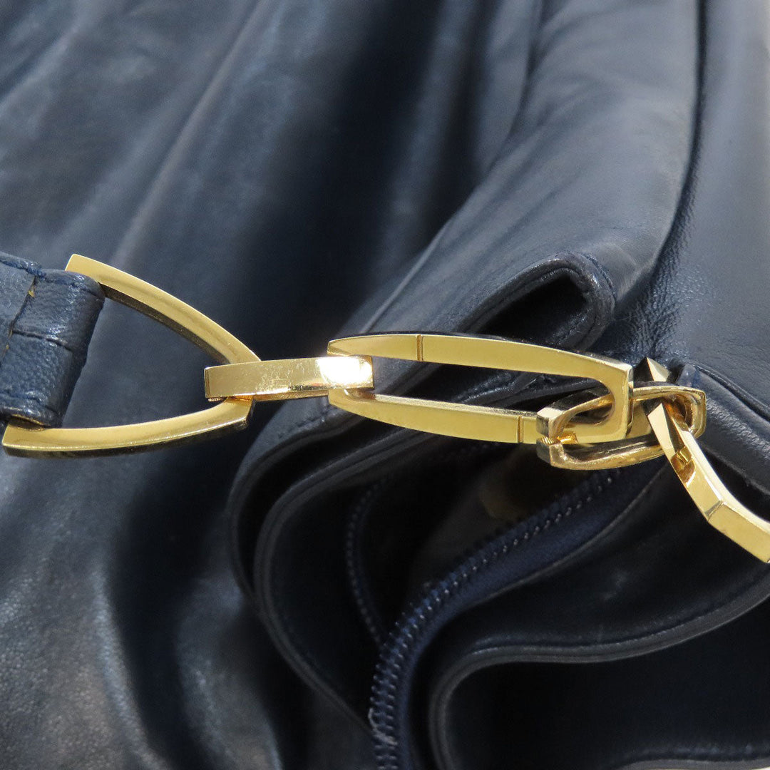 LOEWE Shoulder Bag lambskin Navy anagram Women Used Authentic