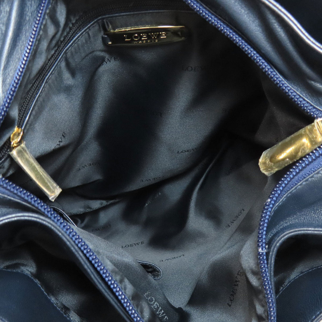 LOEWE Shoulder Bag lambskin Navy anagram Women Used Authentic