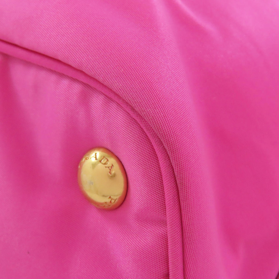 PRADA Tote Bag Nylon pink logoMetal Women Used Authentic
