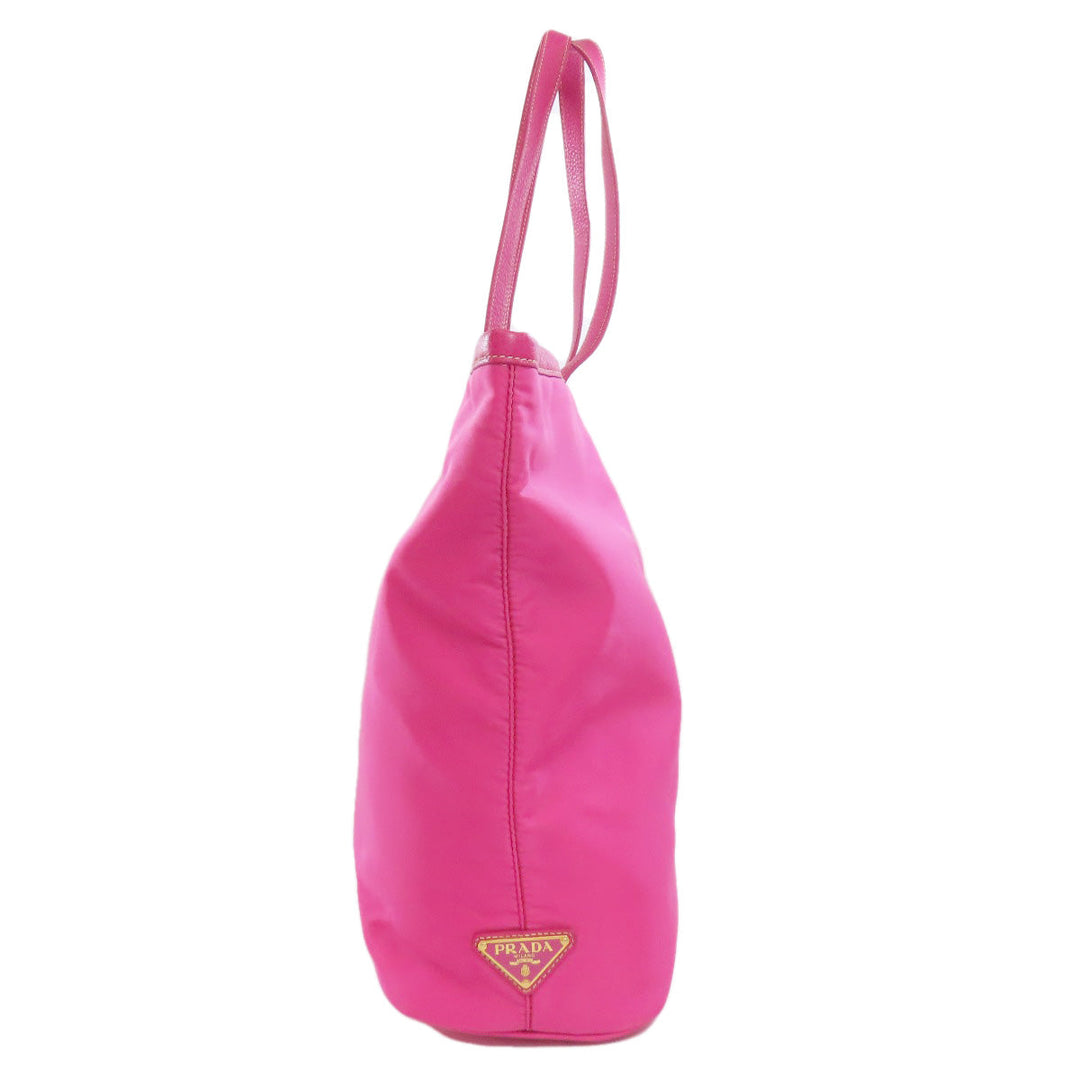 PRADA Tote Bag Nylon pink logoMetal Women Used Authentic