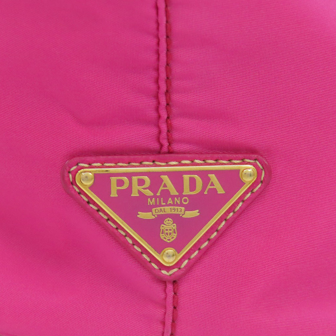 PRADA Tote Bag Nylon pink logoMetal Women Used Authentic