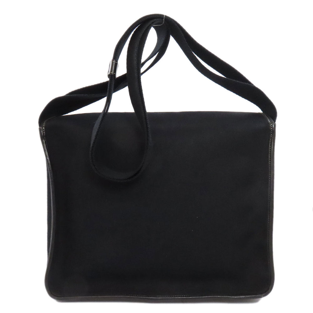 HERMES Shoulder Bag canvas black Buenaventura SilverMetal Women Used Authentic