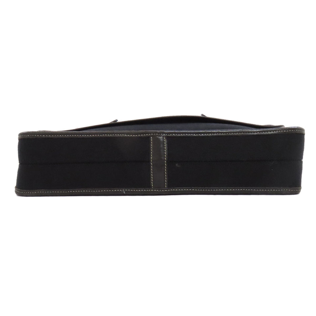 HERMES Shoulder Bag canvas black Buenaventura SilverMetal Women Used Authentic
