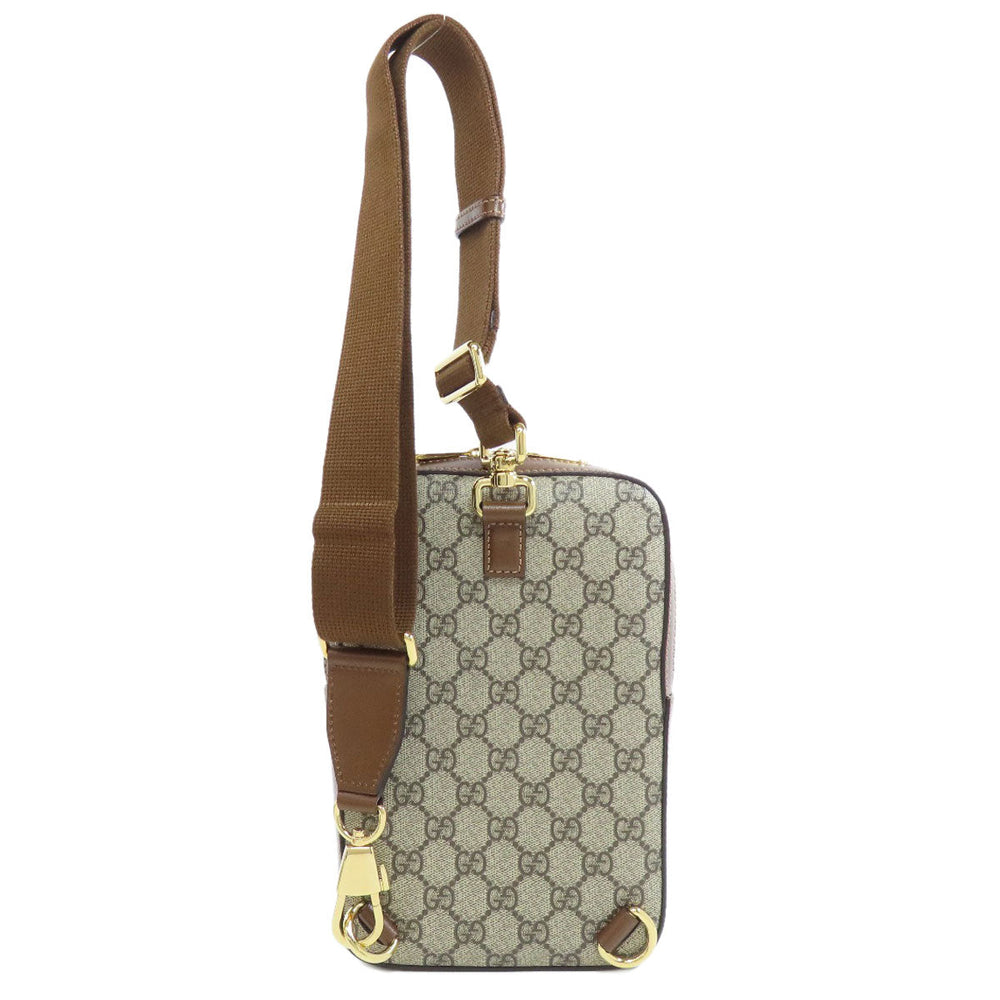 GUCCI Sling bag 696016 PVC Brown GG Supreme Women Used Authentic