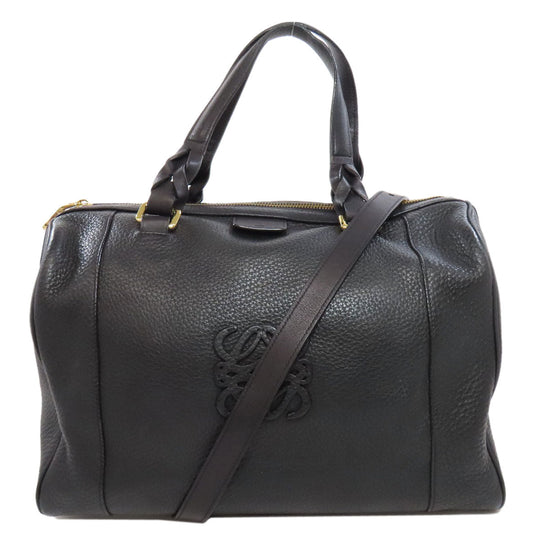 LOEWE Handbag leather black Anagram 2WAY Women Used Authentic