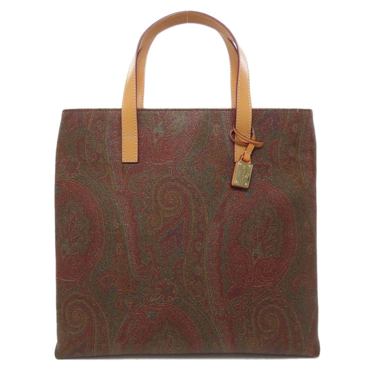 ETRO Handbag PVC Brown Paisley Pattern Women Used Authentic