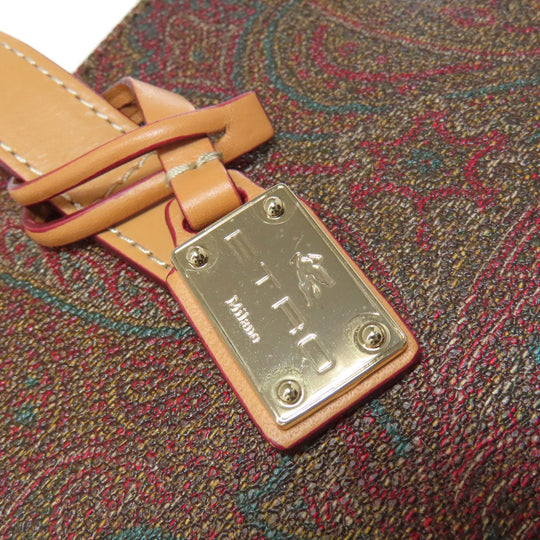 ETRO Handbag PVC Brown Paisley Pattern Women Used Authentic