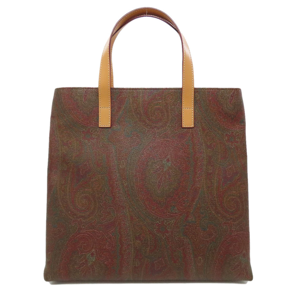 ETRO Handbag PVC Brown Paisley Pattern Women Used Authentic