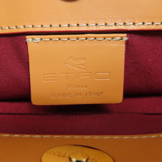ETRO Handbag PVC Brown Paisley Pattern Women Used Authentic