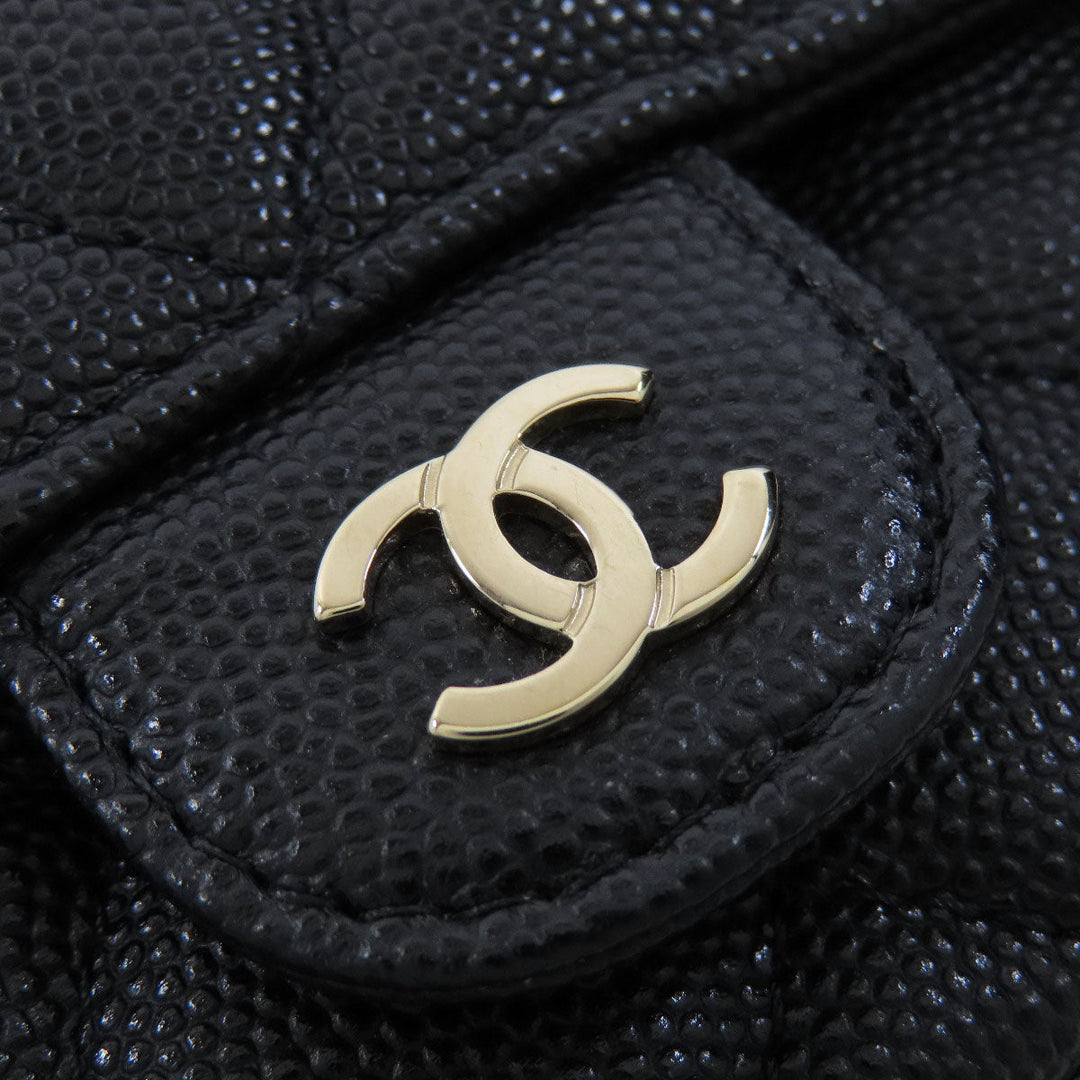CHANEL Shoulder Bag Grained Calfskin Skin black ChainShoulder Matelasse Gold Metal