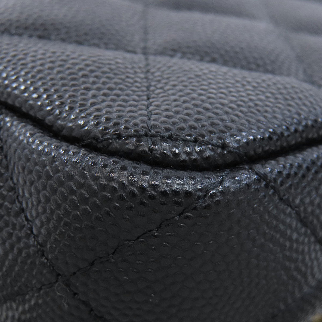 CHANEL Shoulder Bag Grained Calfskin Skin black ChainShoulder Matelasse Gold Metal