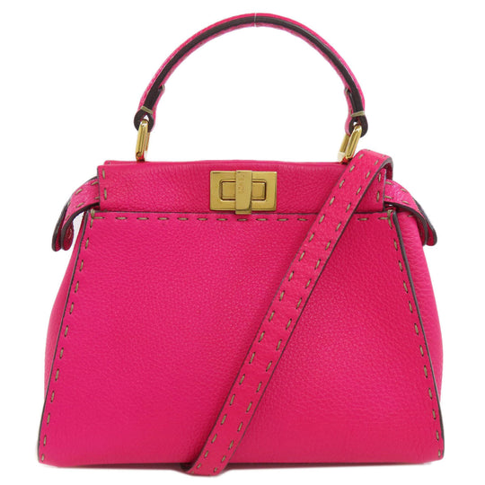 FENDI Handbag Calfskin pink Peekaboo Mini Selleria 2WAY Women Used Authentic