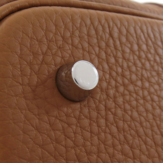 HERMES Handbag Taurillon Clemence Brown Picotin Lock MM Gold SilverMetal Women Used Authentic