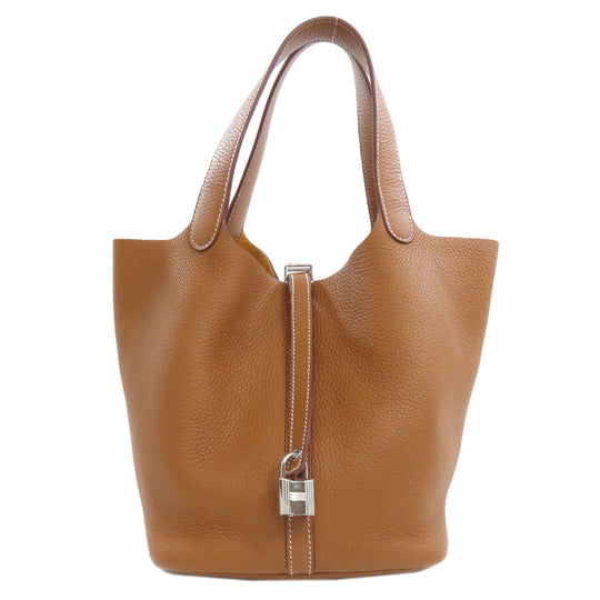 HERMES Handbag Taurillon Clemence Brown Picotin Lock MM Gold SilverMetal Women Used Authentic