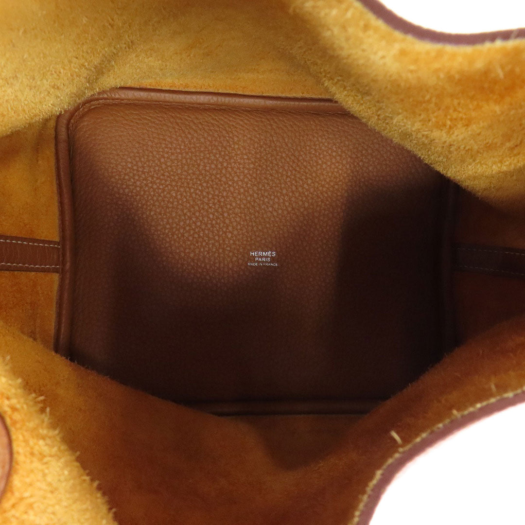 HERMES Handbag Taurillon Clemence Brown Picotin Lock MM Gold SilverMetal Women Used Authentic