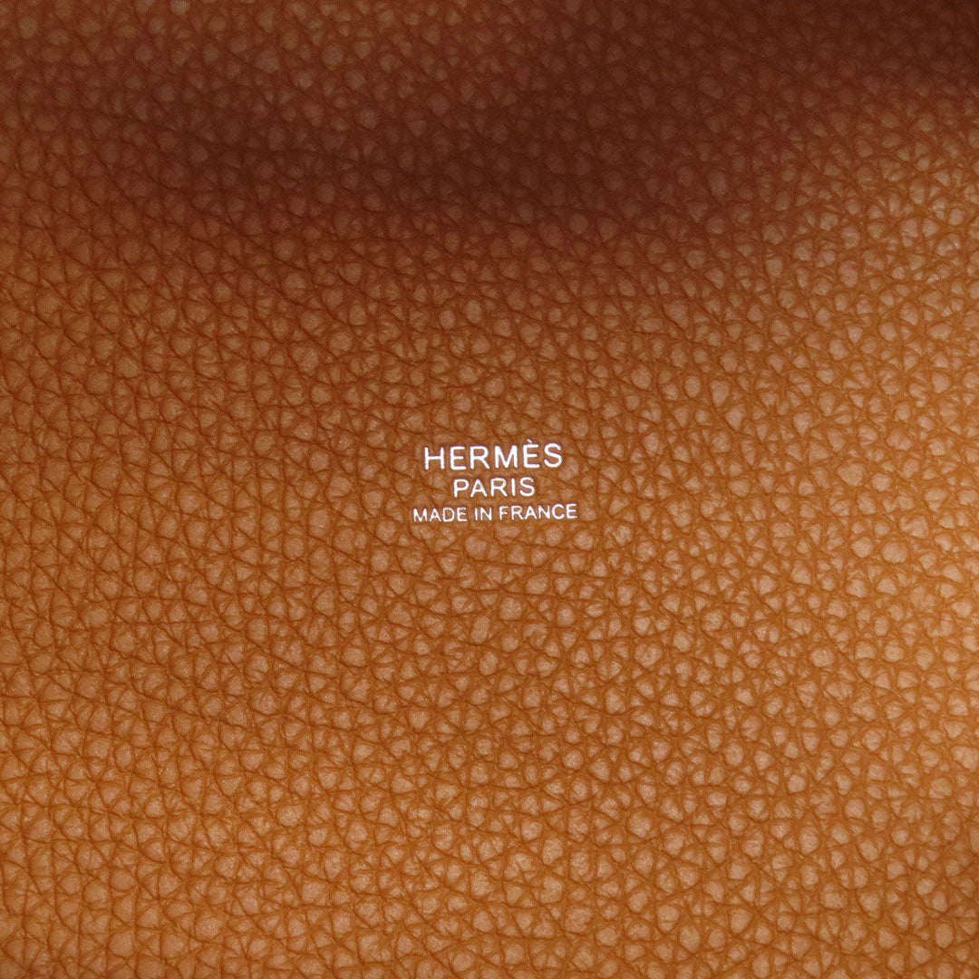 HERMES Handbag Taurillon Clemence Brown Picotin Lock MM Gold SilverMetal Women Used Authentic