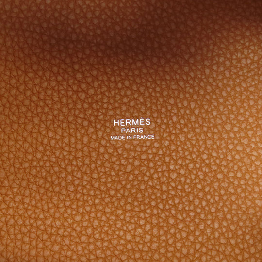 HERMES Handbag Taurillon Clemence Brown Picotin Lock MM Gold SilverMetal Women Used Authentic