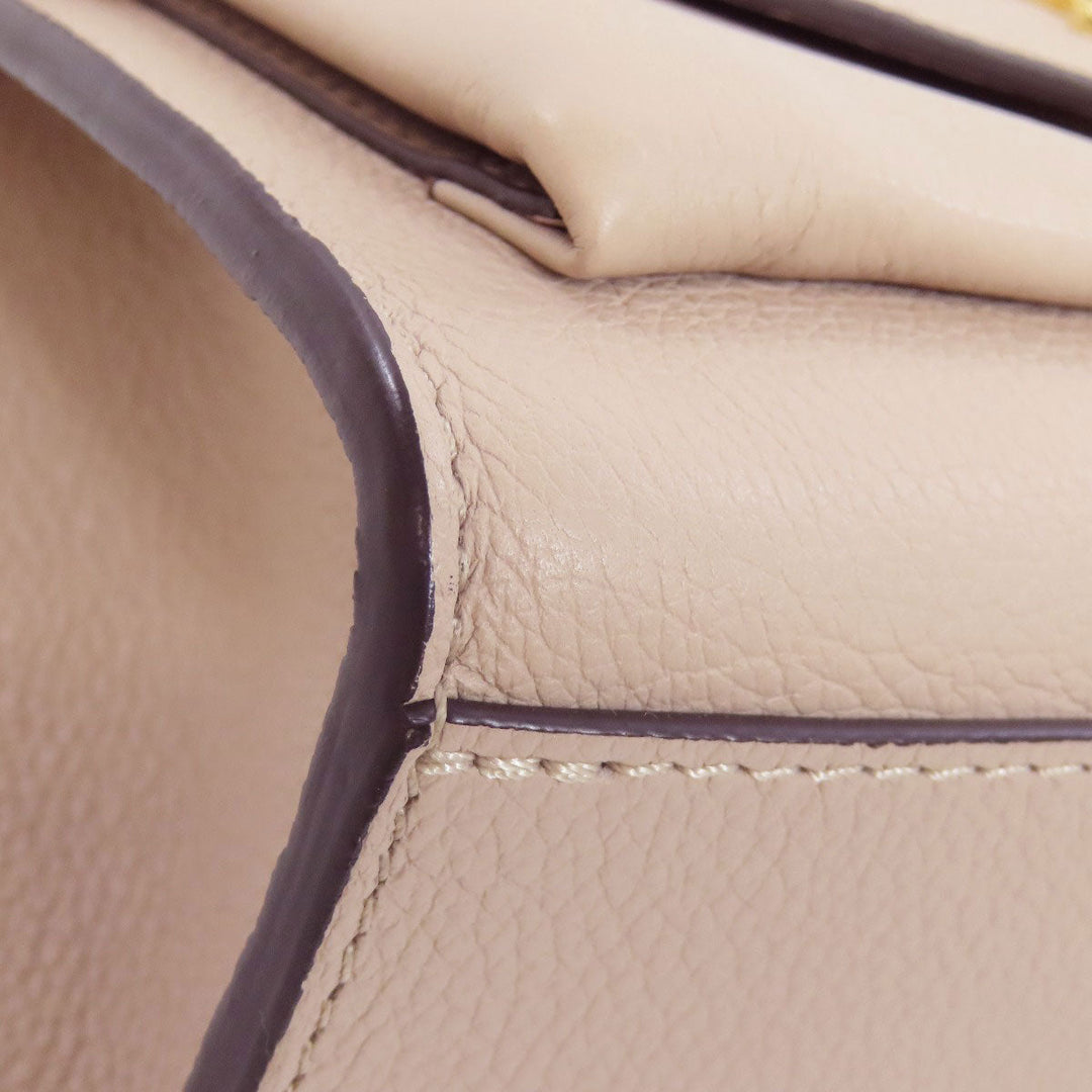 LOUIS VUITTON Shoulder Bag M56137 Grain Calfskin Leather beige My Rock Me Chain Women Used Authentic