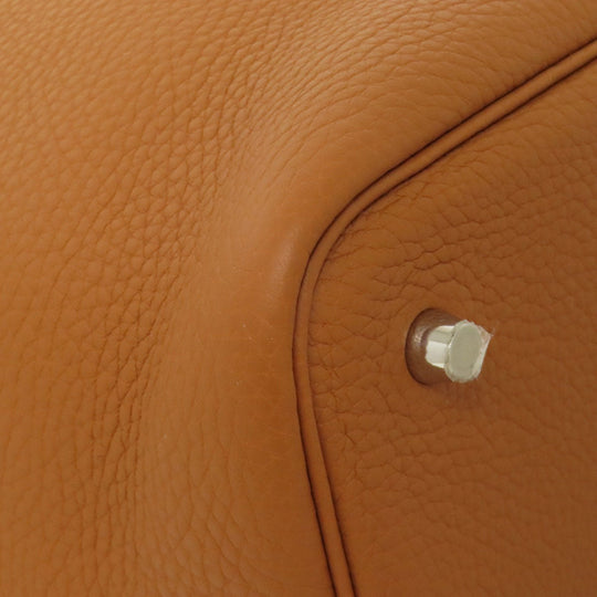 HERMES Handbag Taurillon Clemence Leather gold Picotin Lock MM Gold SilverMetal Women Used Authentic
