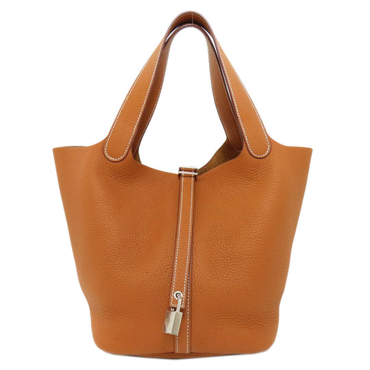 HERMES Handbag Taurillon Clemence Leather gold Picotin Lock MM Gold SilverMetal Women Used Authentic