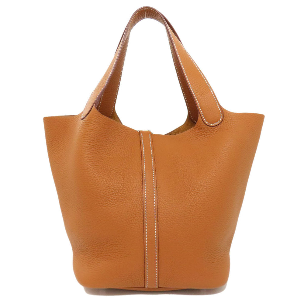 HERMES Handbag Taurillon Clemence Leather gold Picotin Lock MM Gold SilverMetal Women Used Authentic